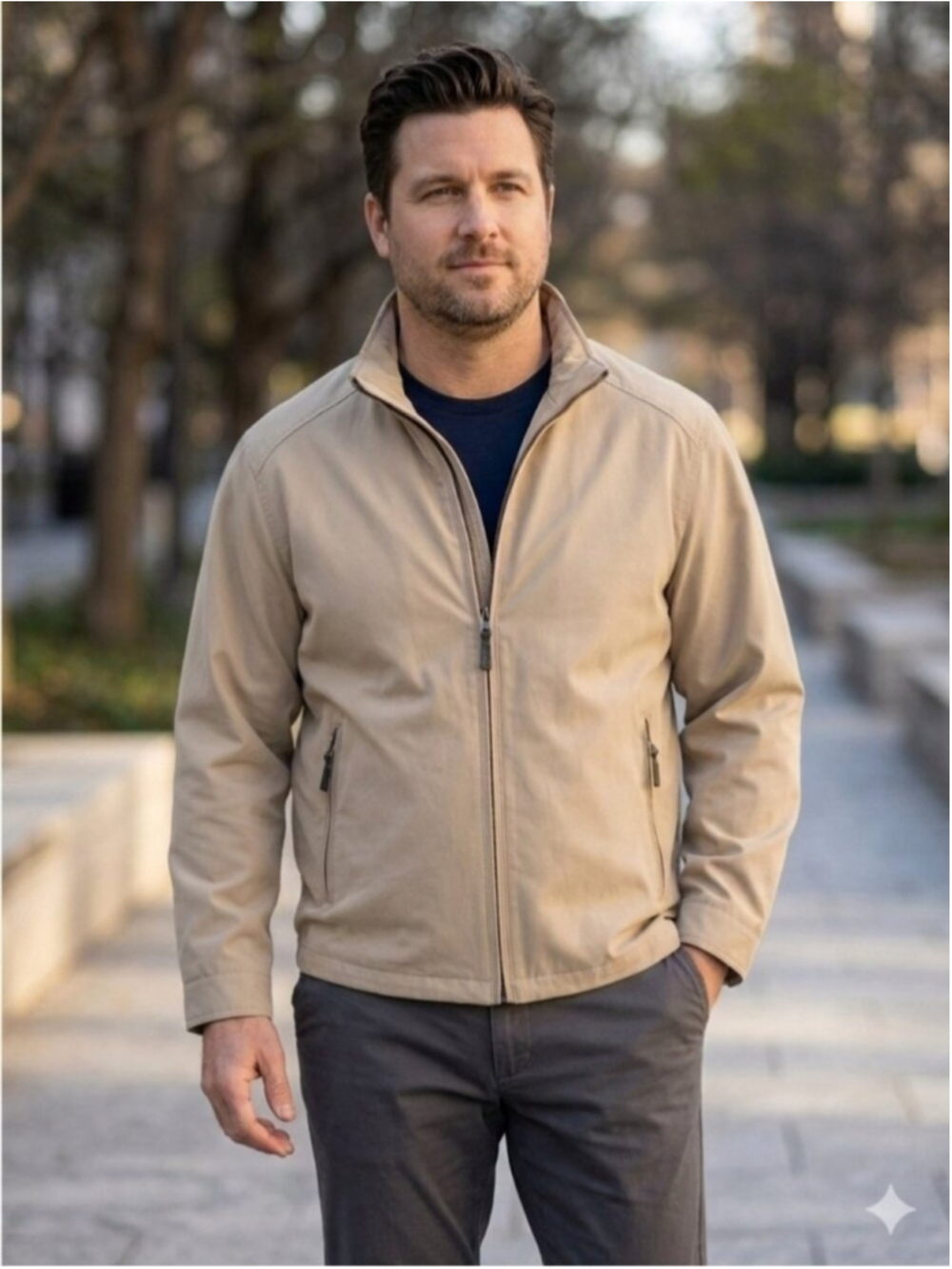 Marc Jacobs Mens 3XL Tan Full Zip Windbreaker Jacket Gorpcore Granolabar Minimal